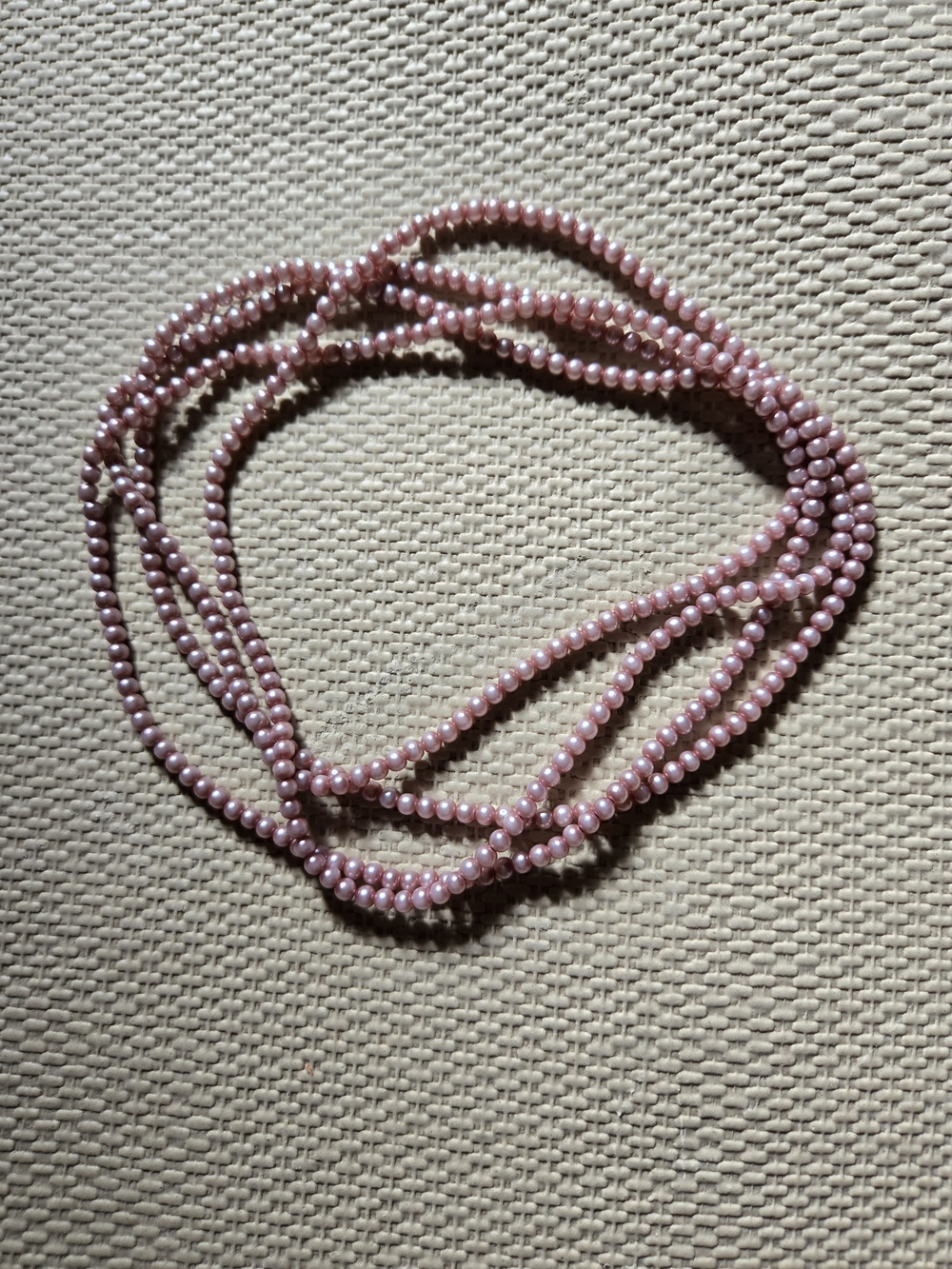 Mauve Pink Faux Pearl Rope Necklace 🩷